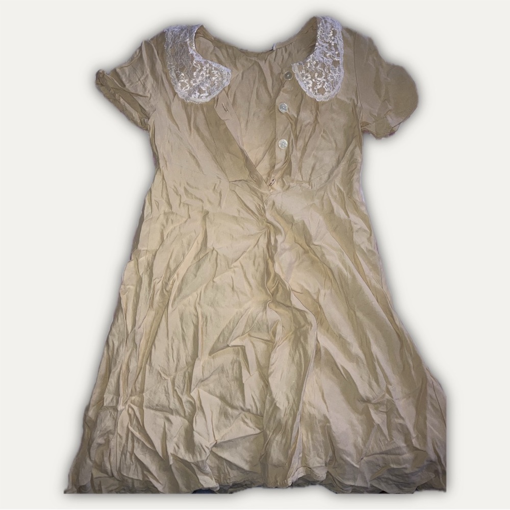 Adorable Yellow Dress with Lace Collar
